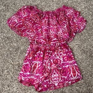 Show Me Your MuMu Pink and White Patterned Romper